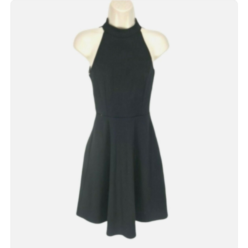 Aqua Black Halter Mini Dress